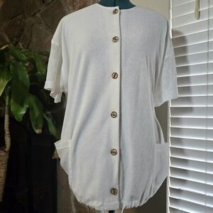 Vintage 90s Under The Sun Terrycloth Cover Up with Mesh Pockets Coastal Grandma